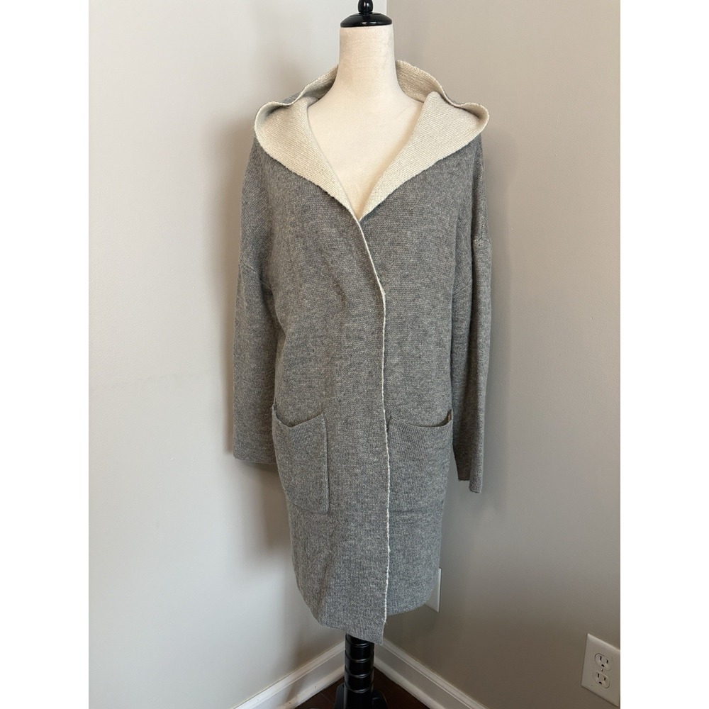 Blank NYC Chill Pill Cardigan Hoodie Sweater Jacket Gray Wool Blend Pocket Small